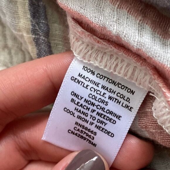 CASLON MULTICOLOR VERTICAL STRIPE BOXY COTTON SHORT SLEEVE TOP PETITE SMALL - Picture 11 of 12